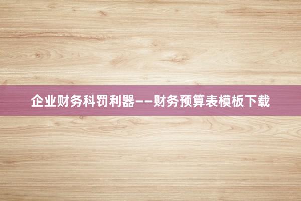 企业财务科罚利器——财务预算表模板下载