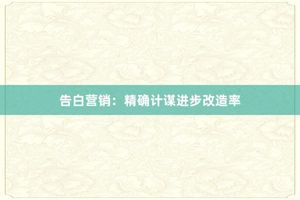 告白营销：精确计谋进步改造率