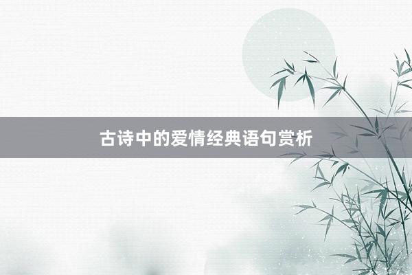 古诗中的爱情经典语句赏析